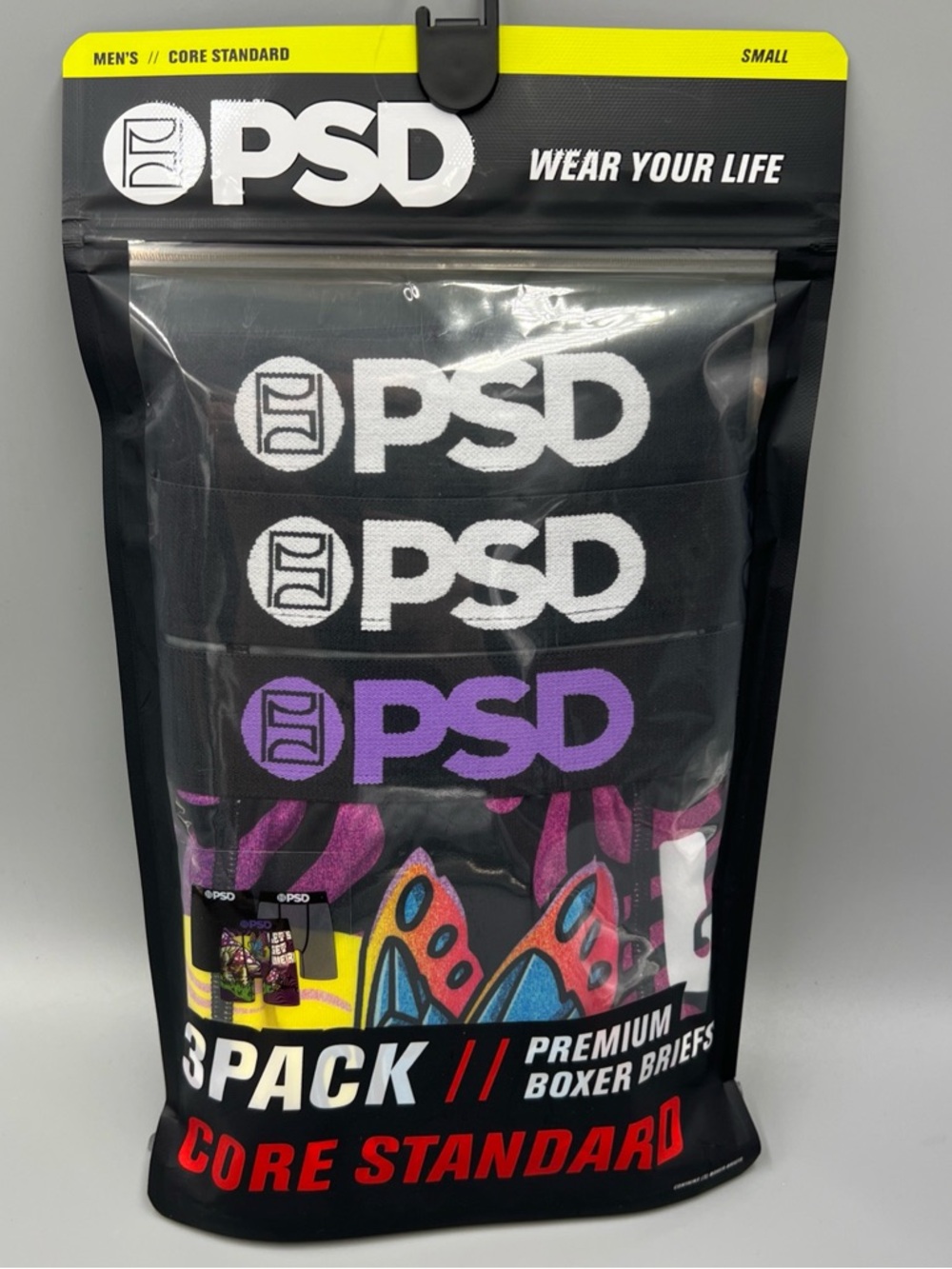 3 Pack! PSD 7" Inseam Let's Get Weird Standard Premium Boxer Briefs, S, 28-30